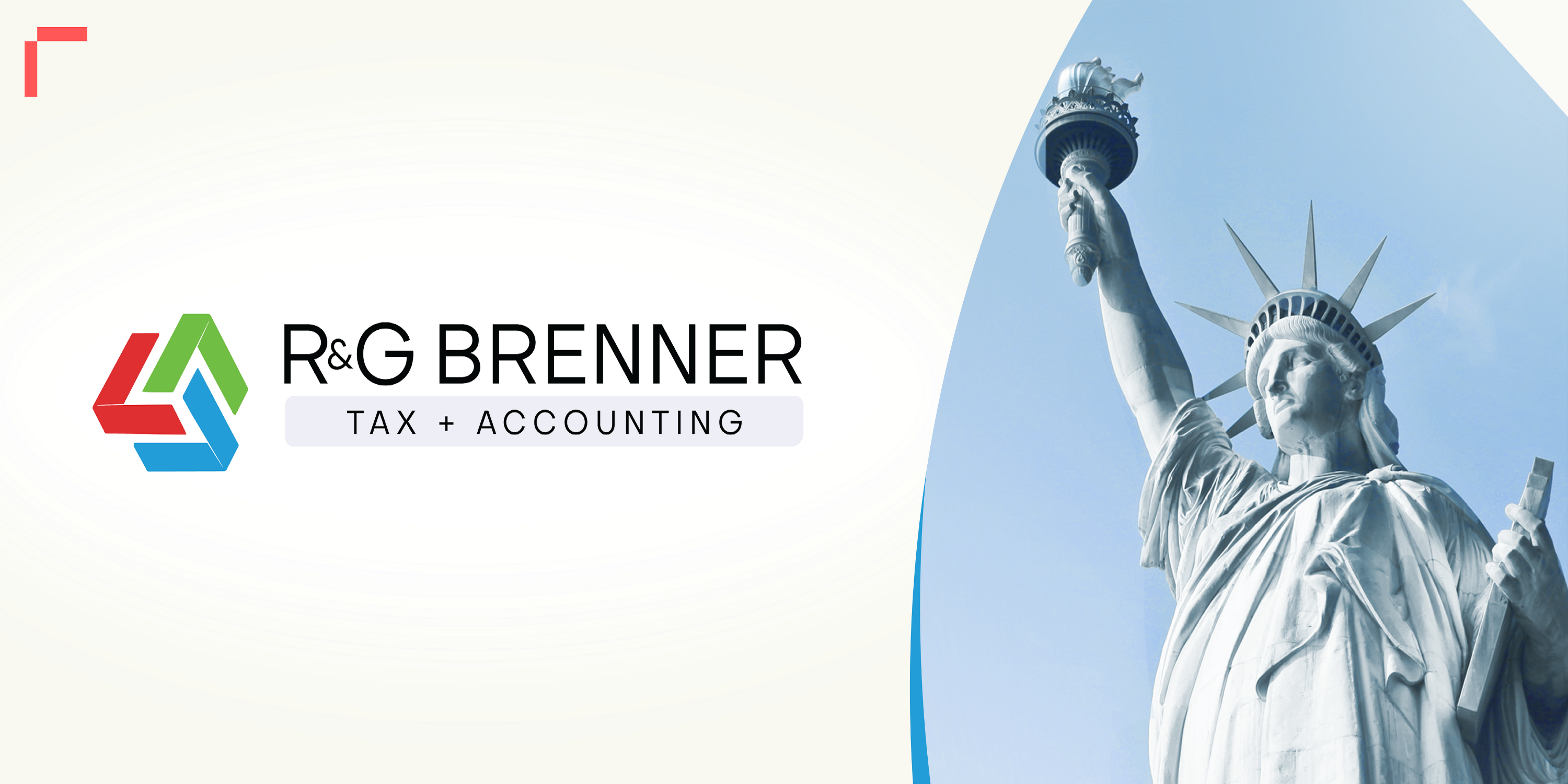 Image of the Statue of Liberty. To the left of the image is the logo of R&G Brenner.